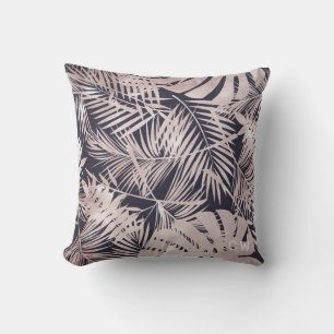 Ro faux faux foil tropical foliage monogram kudde