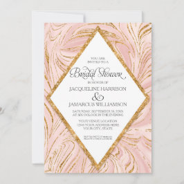 Ro Faux Glitter Marble Möhippa Inbjudningar