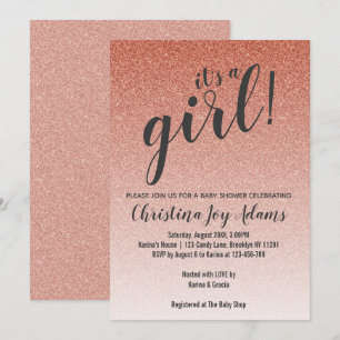Ro Faux Glitter Ombre Girl Baby Shower Card för ba Inbjudningar