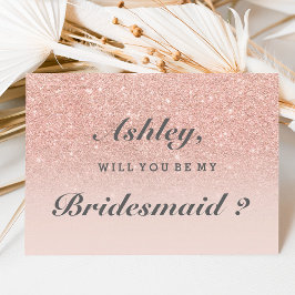 Ro faux glitter rosa om guld om min bridesmaid inbjudningar