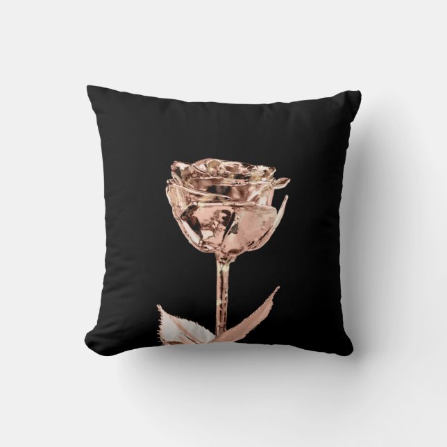 Ro Flower Copper Guld Black Lux Metallic White Kudde (Framsida)