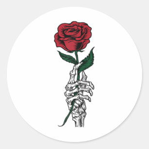 Ro Flower Gift - White Skeleton Hand Holding A R Runt Klistermärke