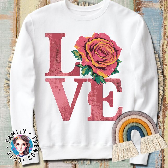 Ro Flower Kärlek Ord T Shirt (Skapare uppladdad)