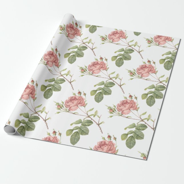 Ro Flower Mönster Presentpapper (Utrullad)