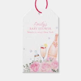 Ro Flower Poppin Champagne Flaskor Baby Shower Presentetikett