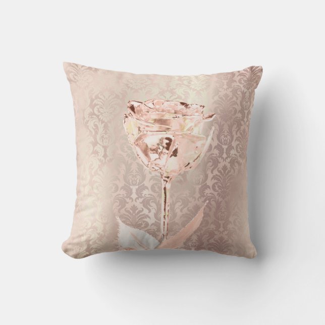 Ro Flower Rosa  Powder Lux Metallic Damask Kudde (Framsida)