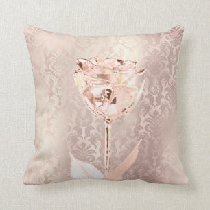 Ro Flower Rosa  Powder Lux Metallic Damask Kudde