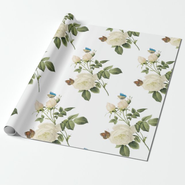 Ro Flower with Butterfly Mönster Presentpapper (Utrullad)