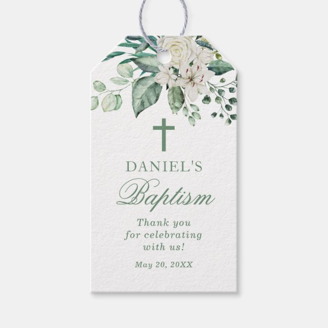 Ro Flowers Baptism Tack Presentetikett (Framsidan)