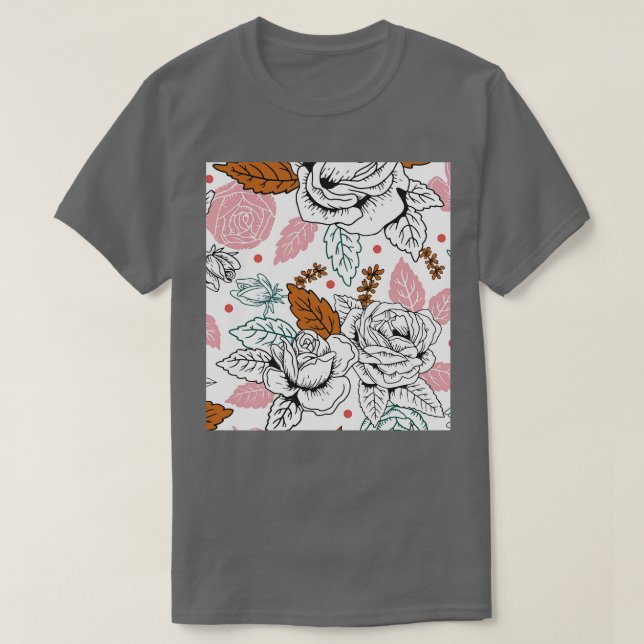 Ro Flowers Blommönster Line Art T Shirt (Design framsida)