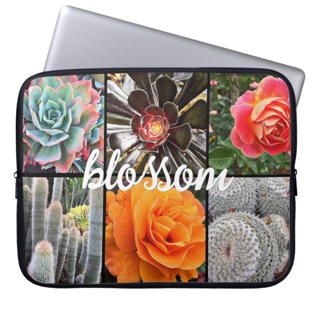 Ro Flowers Cacti Photo Collage Blommar Script Laptop Fodral (Framsidan)