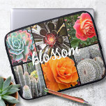 Ro Flowers Cacti Photo Collage Blommar Script Laptop Fodral<br><div class="desc">Briljantrött, gult och orange ro och lush grönt, akvarium och svartkaktusar ska vara varma sommardagar. Njut av blommarna och den fredliga atmosfären i en levande trädgård varje gång du användor den här fantastiska, färgstarka fotografieringen av neopren laptop sleeve. Laptop sleeve finns i tre storlekar: 15, 13 och 10 tum. Gör...</div>