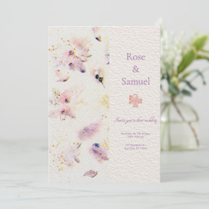 Ro Flowers Elegant Papper Texturerad Bröllop I Inbjudningar