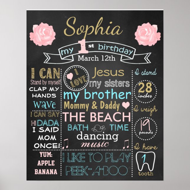 Ro Flowers Första födelsedag: Tunga flicka Poster (Framsidan)