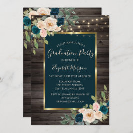 Ro Flowers Ljus,Mörk Wood Studentfest Inbjudningar