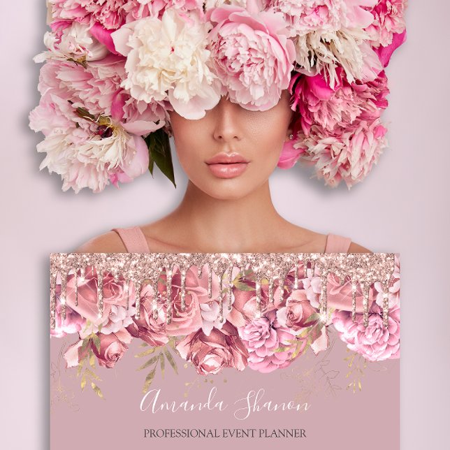 Ro Flowers Logotyp Event Planner QRCODE Visitkort (Rose Flowers Logo Event Planner QRCODE Business Card)