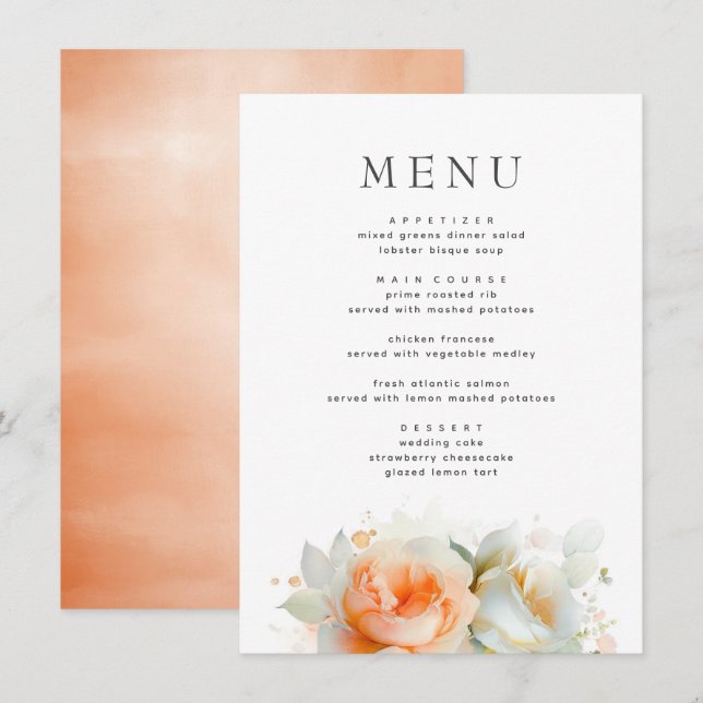 Ro Flowers Summer Boho Botanical Menu Meny (Fram/baksida)