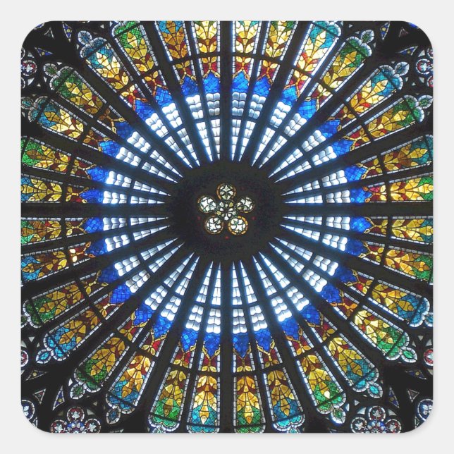 ro fönsterkatedral fyrkantigt klistermärke (Framsida)