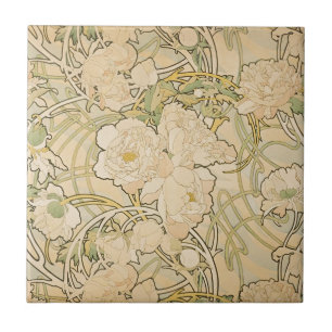 Ro för Alphonse Mucha pionpion lismar 1897 Kakelplatta
