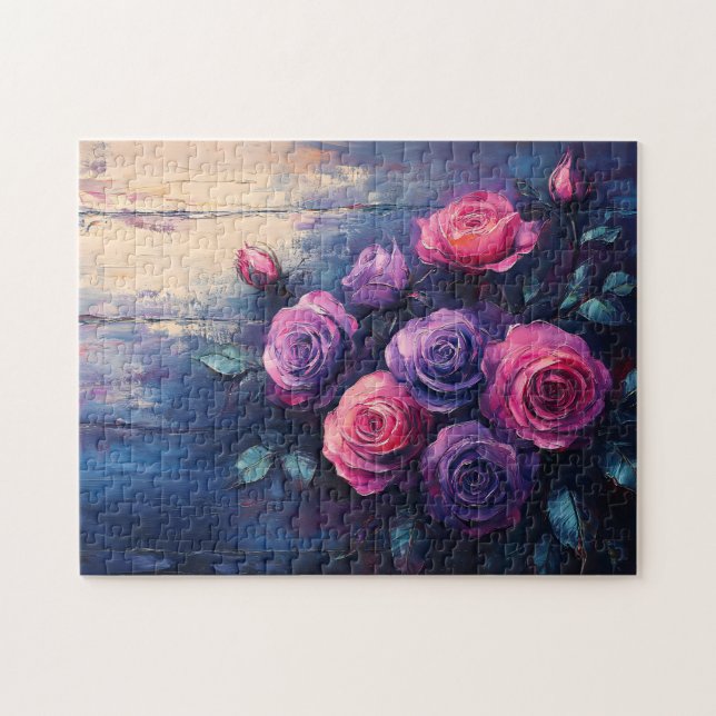 Ro för rosa och Lila på trä Pussel (Horisontell)