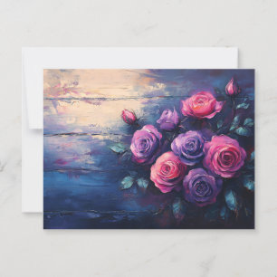 Ro för rosa och Lila på trä Vykort