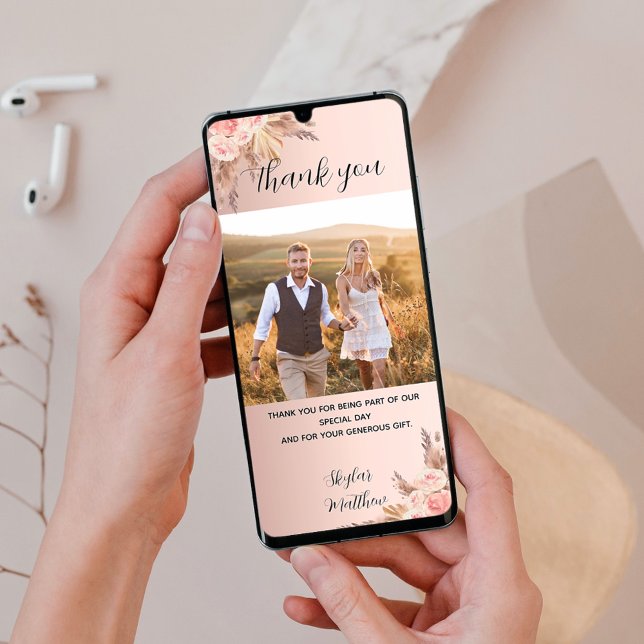 ro-fototackkort för pampasgräs i bröllop inbjudningar (Skapare uppladdad)