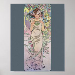 Ro (fyra blommor), Alphonse Mucha Poster
