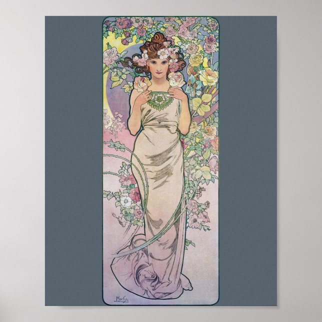 Ro (fyra blommor), Alphonse Mucha Poster (Framsidan)