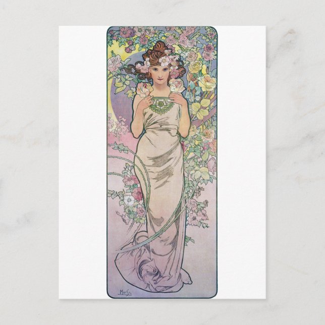 Ro (fyra blommor), Alphonse Mucha Vykort (Framsida)