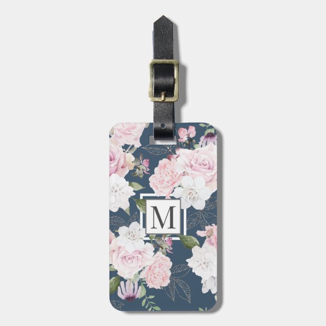 Ro Garden Blue ⎢ Monogram Luggage Tag Bagagebricka (Vertikal Framsida)