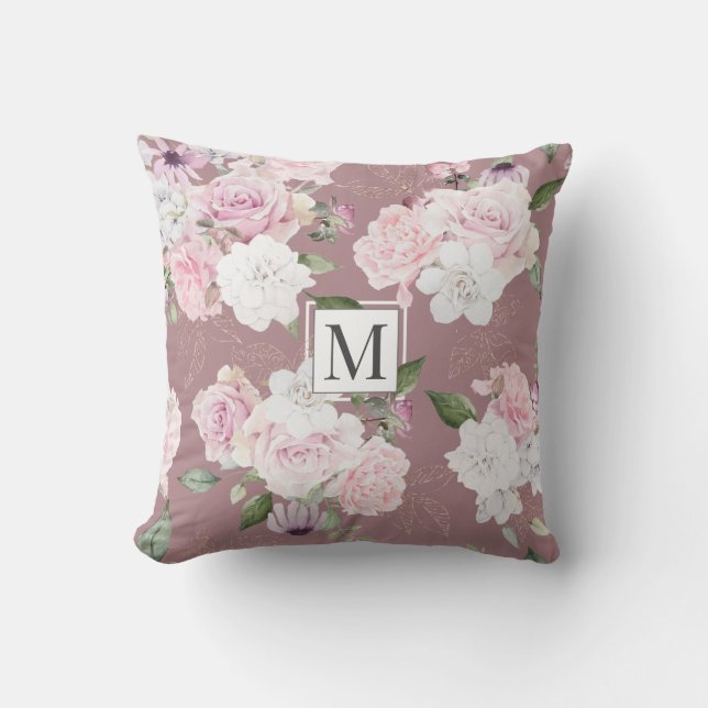 Ro Garden Elegant Blommigt Monogram Dekorativ kudd Kudde (Framsida)