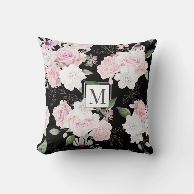 Ro Garden Elegant Blommigt Monogram Dekorativ kudd Kudde (Framsida)