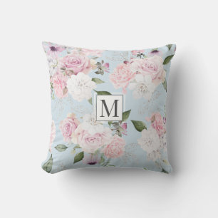 Ro Garden Elegant Blommigt Monogram Dekorativ kudd Kudde