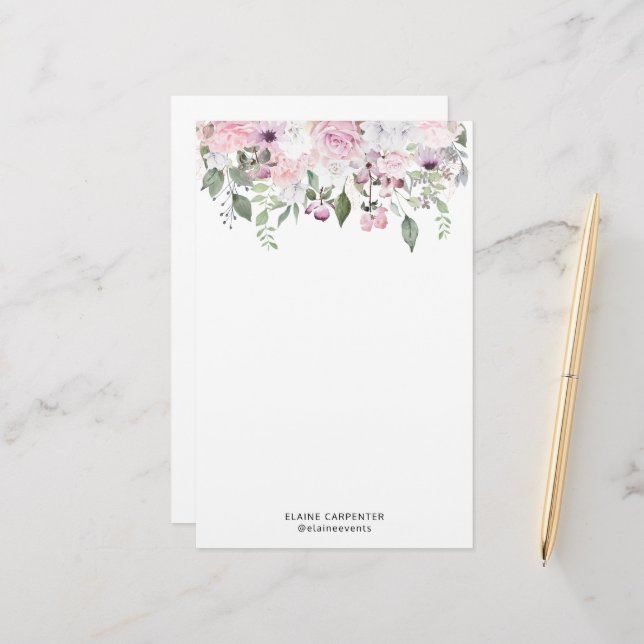 Ro Garden Elegant Monogram Stationery Papper (Fram/Back In Situ)