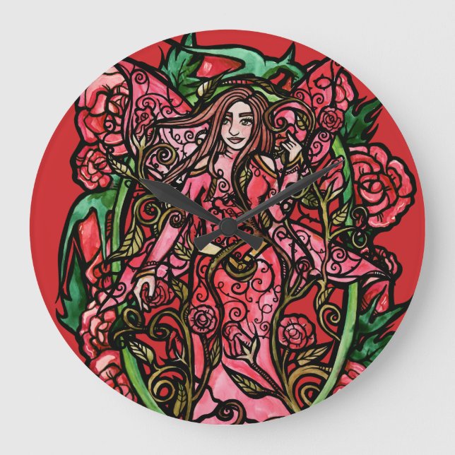 Ro Garden Fairy Goddess Stor Klocka (Framsida)