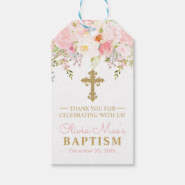 Ro Garden Girl Baptism Rosa & Guld favor Presentetikett