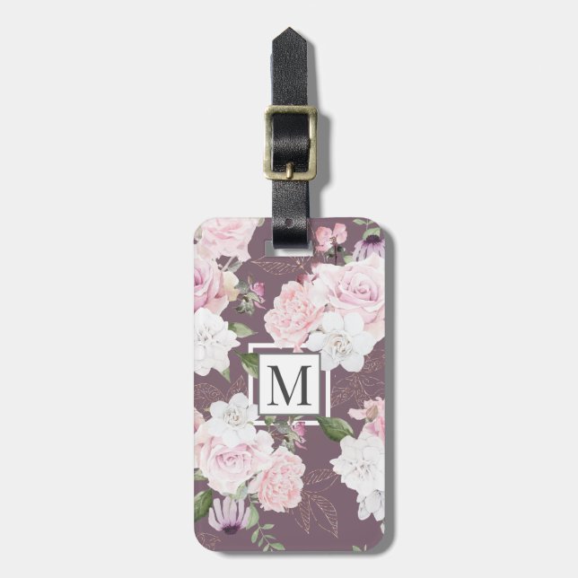Ro Garden Mauve ⎢ Monogram Luggage Tag Bagagebricka (Vertikal Framsida)