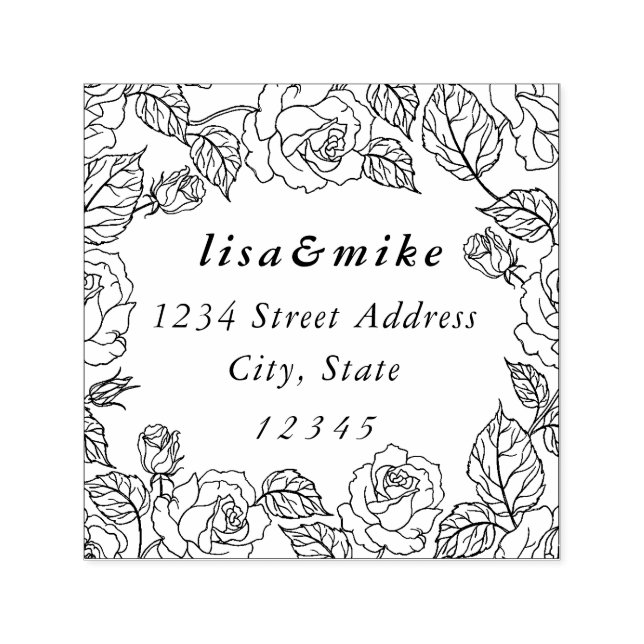 Ro Garden par Namn Bröllop Returadress Självfärgande Stämpel (Design)