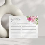 Ro Garden-receptkort Vykort<br><div class="desc">Kort för blommigt med rosa vattenfärg som matchar våra duschinbjudningar från Ro Garden.</div>