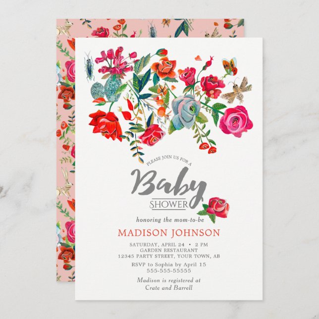 Ro Garden | ROSA | Babyskor | Inbjudan (Fram/baksida)