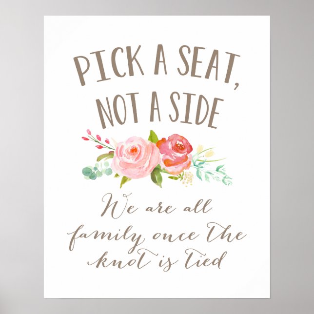 Ro Garden Wedding Sign | Plocka A säte, inte sida  Poster (Framsidan)