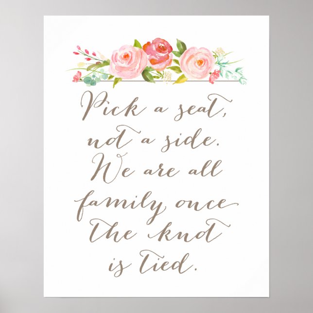 Ro Garden Wedding Sign | Plocka A säte, inte sida  Poster (Framsidan)