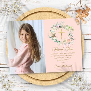 Ro Garland Blommigt First Heliga Communion Photo Tack Kort