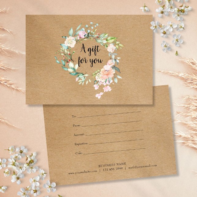 Ro Garland Rustic Kraft Gift-certifikat (Roses Garland Rustic Kraft Gift Certificate)