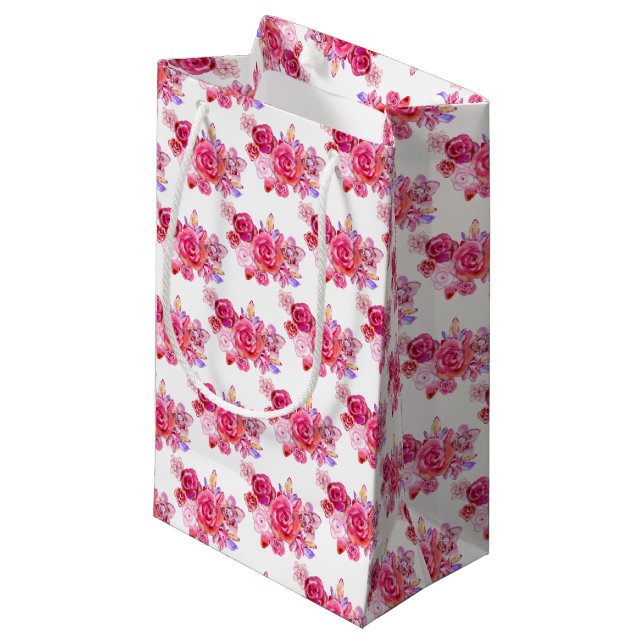 Ro Gift Bag Rosa Flowers (Framsidan Vinklad)