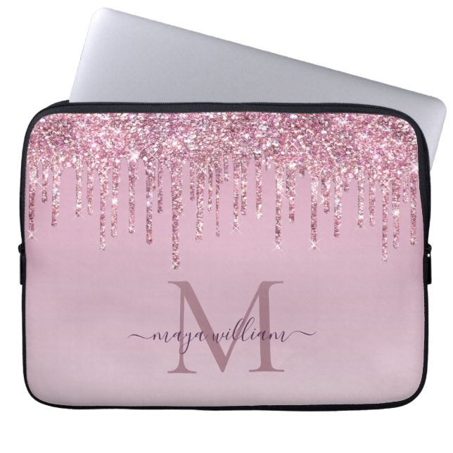  Ro Glitter driver Personlig Monogram och Namn Laptop Fodral (Framsidan)