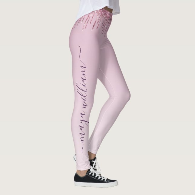 Ro Glitter driver Personlig Monogram och Namn Leggings (Höger)