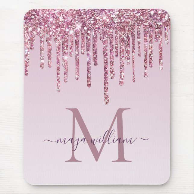 Ro Glitter driver Personlig Monogram och Namn Musmatta (Framsidan)