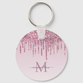 Ro Glitter driver Personlig Monogram och Namn Nyckelring