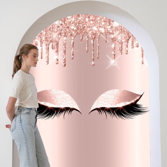 Ro  Glitter-drivrutiner Eyelash Makeup Beauty Poster (Rose Blush Glitter Drips Eyelashes Makeup Beauty Poster)